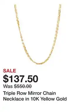 Belk Triple Row Mirror Chain Necklace in 10K Yellow Gold offer