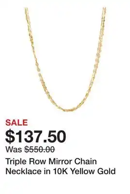 Belk Triple Row Mirror Chain Necklace in 10K Yellow Gold offer
