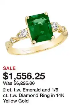 Belk 2 ct. t.w. Emerald and 1/6 ct. t.w. Diamond Ring in 14K Yellow Gold offer