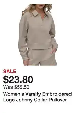 Belk Women's Varsity Embroidered Logo Johnny Collar Pullover offer