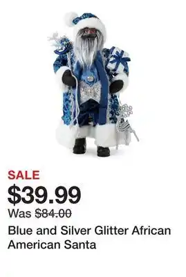 Belk Blue and Silver Glitter African American Santa offer