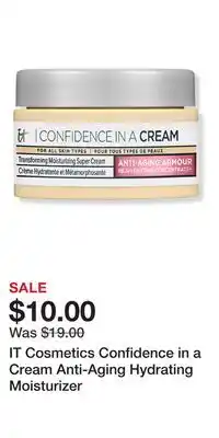 Ulta Beauty IT Cosmetics Confidence in a Cream Anti-Aging Hydrating Moisturizer offer
