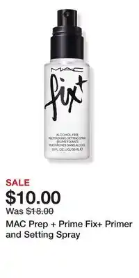 Ulta Beauty MAC Prep + Prime Fix+ Primer and Setting Spray offer
