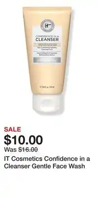 Ulta Beauty IT Cosmetics Confidence in a Cleanser Gentle Face Wash offer