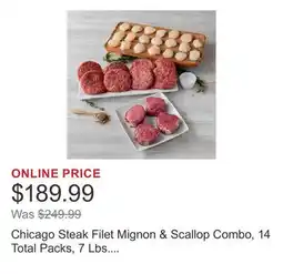 Costco Chicago Steak Filet Mignon & Scallop Combo, 14 Total Packs, 7 Lbs. Total offer