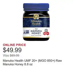 Costco Manuka Health UMF 20+ (MGO 850+) Raw Manuka Honey 8.8 oz offer