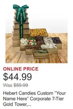 Costco Hebert Candies Custom Your Name Here Corporate 7-Tier Gold Tower, 12 Minimum Quantity offer