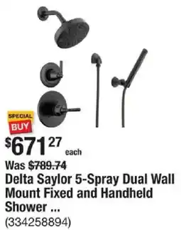 The Home Depot Delta Saylor 5-Spray Dual Wall Mount Fixed and Handheld Shower offer