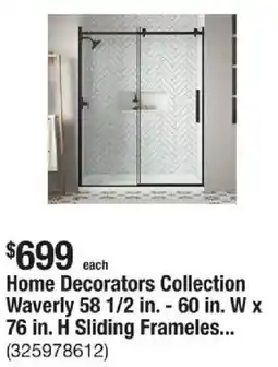 The Home Depot Home Decorators Collection Waverly 58 1/2 in. - 60 in. W x 76 in. H Sliding Frameles offer