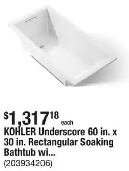 The Home Depot KOHLER Underscore 60 in. x 30 in. Rectangular Soaking Bathtub offer