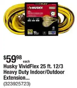 The Home Depot Husky VividFlex 25 ft. 12/3 Heavy Duty Indoor/Outdoor Extension offer