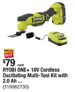 The Home Depot RYOBI ONE+ 18V Cordless Oscillating Multi-Tool Kit offer