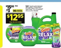 Dollar General Gain Liquid Laundry Detergent 100 Load Flings!, Flings or Fireworks offer