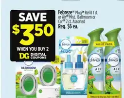 Dollar General Febreze Plug TM Refill or Air Mist, Bathroom or Car offer