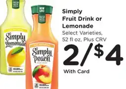 Ralphs Simply Fruit Drink or Lemonade offer