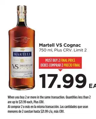 Food 4 Less Martell VS Cognac offer