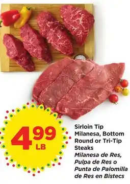 Food 4 Less Sirloin Tip Milanesa, Bottom Round or Tri-Tip Steaks offer