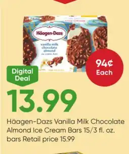 Stater Bros Häagen-Dazs Vanilla Milk Chocolate Almond Ice Cream Bars offer