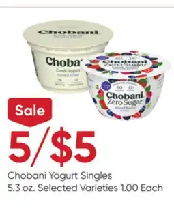 Stater Bros Chobani Yogurt Singles offer