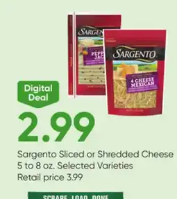 Stater Bros Sargento Sliced or Shredded Cheese offer