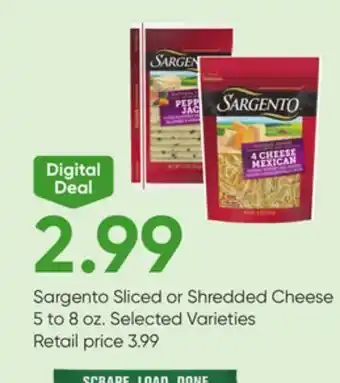 Stater Bros Sargento Sliced or Shredded Cheese offer