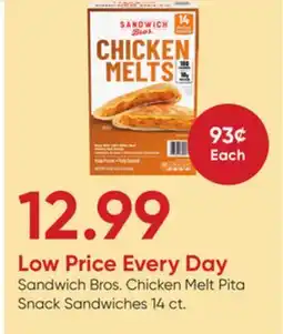 Stater Bros Sandwich Bros. Chicken Melt Pita Snack Sandwiches offer