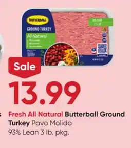 Stater Bros Fresh All Natural Butterball Ground Turkey offer