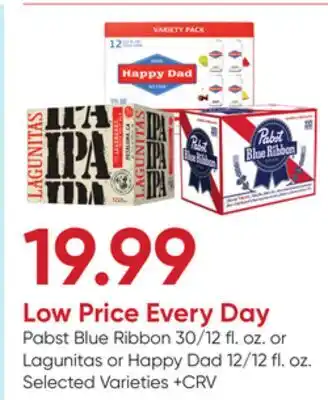 Stater Bros Pabst Blue Ribbon 30/12 fl. oz. or Lagunitas or Happy Dad 12/12 fl. oz offer