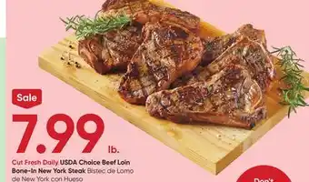 Stater Bros USDA Choice Beef Loin Bone-In New York Steak offer