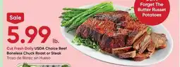 Stater Bros USDA Choice Beef Boneless Chuck Roast or Steak offer