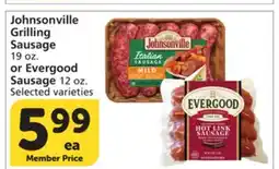 Albertsons Johnsonville Grilling Sausage 19 oz. or Evergood Sausage 12 oz offer
