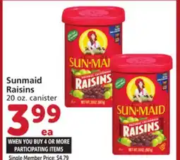 Albertsons Sunmaid Raisins 20 oz. canister offer
