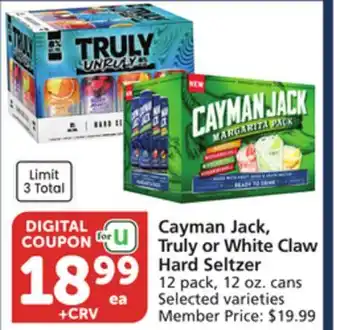 Albertsons Cayman Jack, Truly or White Claw Hard Seltzer offer