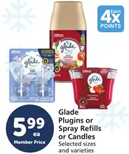 Albertsons Glade Plugins or Spray Refills or Candles offer