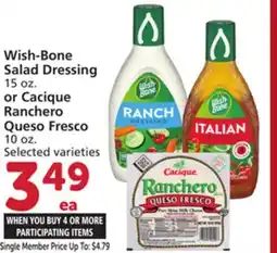 Albertsons Wish-Bone Salad Dressing 15 oz. or Cacique Ranchero Queso Fresco 10 oz offer