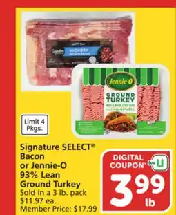 Albertsons Signature SELECT Bacon or Jennie-O 93% Lean Ground Turkey offer