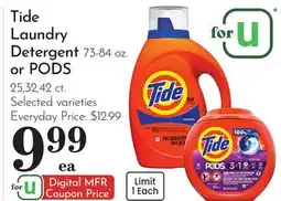 Pavilions Tide Laundry Detergent 73-84 oz. or PODS 25, 32, 42 ct offer