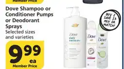 Pavilions Dove Shampoo or Conditioner Pumps or Deodorant Sprays offer