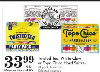 Pavilions Twisted Tea, White Claw or Topo Chico Hard Seltzer offer