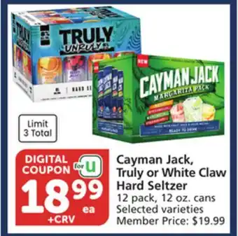 Vons Cayman Jack, Truly or White Claw Hard Seltzer offer