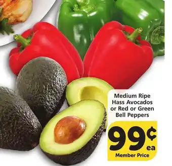 Vons Medium Ripe Hass Avocados or Red or Green Bell Peppers offer