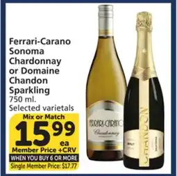 Vons Ferrari-Carano Sonoma Chardonnay or Domaine Chandon Sparkling offer