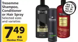 Vons Tresemme Shampoo, Conditioner or Hair Spray offer
