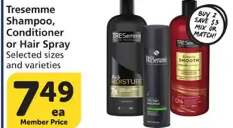 Vons Tresemme Shampoo, Conditioner or Hair Spray offer