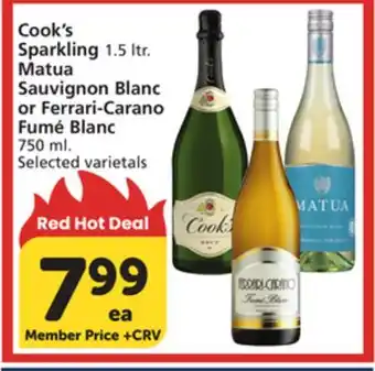 Vons Cook's Sparkling 1.5 ltr. Matua Sauvignon Blanc or Ferrari-Carano Fumé Blanc 750 ml offer