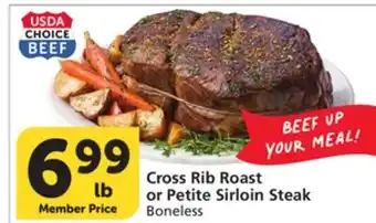 Vons Cross Rib Roast or Petite Sirloin Steak offer