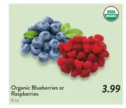 Fresh Thyme Organic Blueberries or Raspberries offer