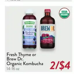 Fresh Thyme Organic Kombucha offer