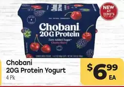 Tony’s Fresh Market Chobani 20G Protein Yogurt offer