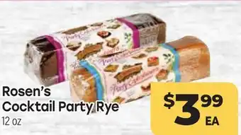 Tony’s Fresh Market Rosen's Cocktail Party Rye offer